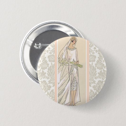 Badge Rond 5 Cm Mariée Art déco (Devant & derrière)