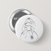 Badge Rond 5 Cm Mariée Avec Fleurs Bleues (Devant & derrière)