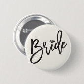 Badge Rond 5 Cm Mariée Brossé Script Mariage de diamant fête nupti (Devant & derrière)