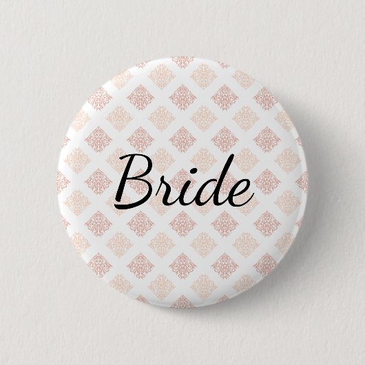 Badge Rond 5 Cm Mariée Damask Peach Blush (Devant)