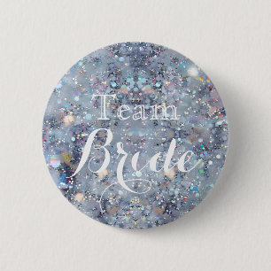 Badge Rond 5 Cm Mariée de l'équipe de mariage en paillettes violet