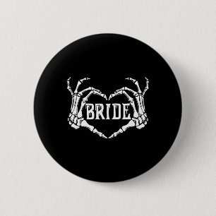 Badge Rond 5 Cm Mariée effrayante Squelette Mains Halloween Fiança