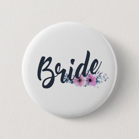 Badge Rond 5 Cm Mariée Élégante Calligraphie de Mariage | Épinglet (Devant)