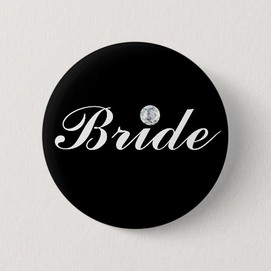 Badge Rond 5 Cm Mariée en diamant noir (Devant)