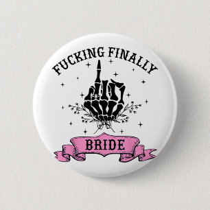 Badge Rond 5 Cm Mariée enfin squelette main Halloween enterrement 