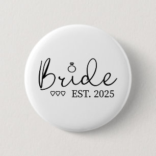 Badge Rond 5 Cm Mariée Est. 2025 Mariée Fiançailles Fiancée