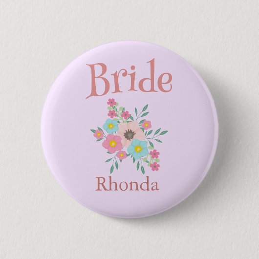 Badge Rond 5 Cm Mariée Floral Mariage (Devant)