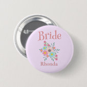 Badge Rond 5 Cm Mariée Floral Mariage (Devant & derrière)