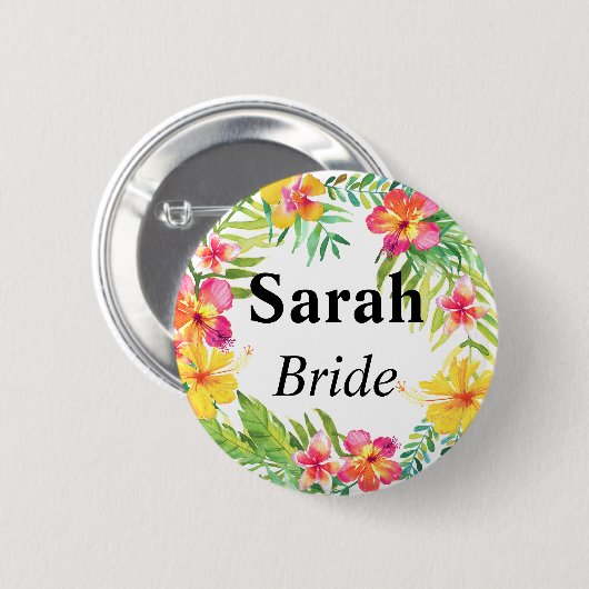 Badge Rond 5 Cm Mariée florale (Devant & derrière)