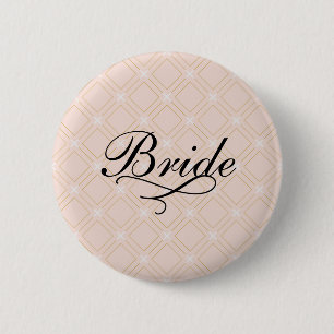 Badge Rond 5 Cm Mariée Géométrique Pastel Peach et Or