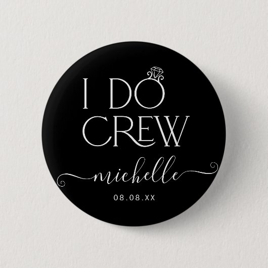 Badge Rond 5 Cm Mariée I Do Crew Nom personnalisé Mariage anneau (Devant)