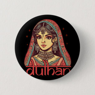 Badge Rond 5 Cm Mariée indienne à marier Mariage Desi Fête de mari