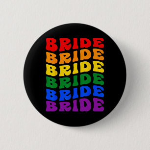 Badge Rond 5 Cm Mariée Lgbt Groovy Drapeau Arc-en-ciel Enterrement