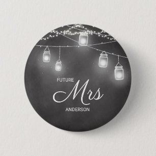 Badge Rond 5 Cm Mariée Mariage Futur Mme Noir Blanc 