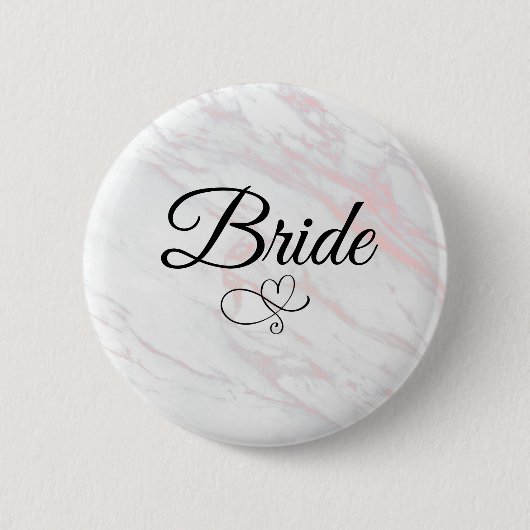 Badge Rond 5 Cm Mariée moderne en marbre rose et gris (Devant)