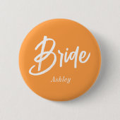 Badge Rond 5 Cm Mariée Orange Blanc Mariage Écriture (Devant)