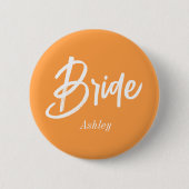 Badge Rond 5 Cm Mariée Orange Blanc Mariage Script (Devant)