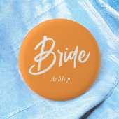 Badge Rond 5 Cm Mariée Orange Blanc Mariage Script