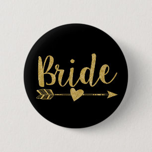 Badge Rond 5 Cm Mariée   Parties scintillant en or