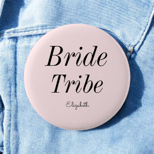 Badge Rond 5 Cm Mariée Tribu Rose Blush Bouton de Mariage Noir