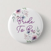 Badge Rond 5 Cm Mariée Violet et Vert Botanique (Devant)