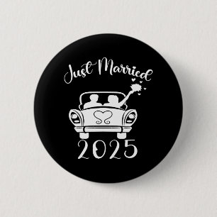 Badge Rond 5 Cm Mariés à peine 2025 Anneaux de mariage Couple asso