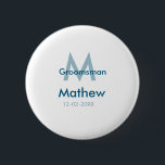 Badge Rond 5 Cm Marine bleu groomsman nom lettre date masculin par<br><div class="desc">conception</div>