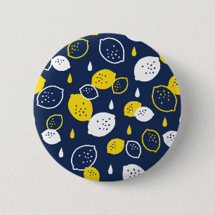 Badge Rond 5 Cm Marine Blue Lemon Art - Refresh Citrus Design