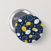 Badge Rond 5 Cm Marine Blue Lemon Art - Refresh Citrus Design (Devant & derrière)