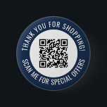 Badge Rond 5 Cm Marine Blue Merci & Scan Me Promotionnels QR Code<br><div class="desc">Bouton de code QR pour petite entreprise avec une bordure bleu marine et votre propre code QR et texte personnalisé dans une courbe autour de votre code QR. Merci pour acheter bouton promo personnalisé avec votre code QR et texte personnalisé. Un bouton promotionnel personnalisé avec lequel vous pouvez annoncer vos...</div>