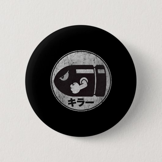 Badge Rond 5 Cm Mario Bullet Bill Distressed Kanji Logo (Devant)