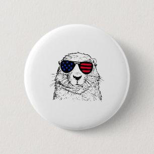 Badge Rond 5 Cm Marmotte 4 juillet Amérique Drapeau Usa Pour Femme