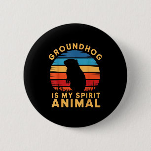 Badge Rond 5 Cm Marmotte est mon animal spirituel Fouine Marmotte