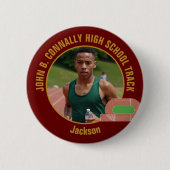 Badge Rond 5 Cm Maroon Gold Track Team Photo Runner (Devant)