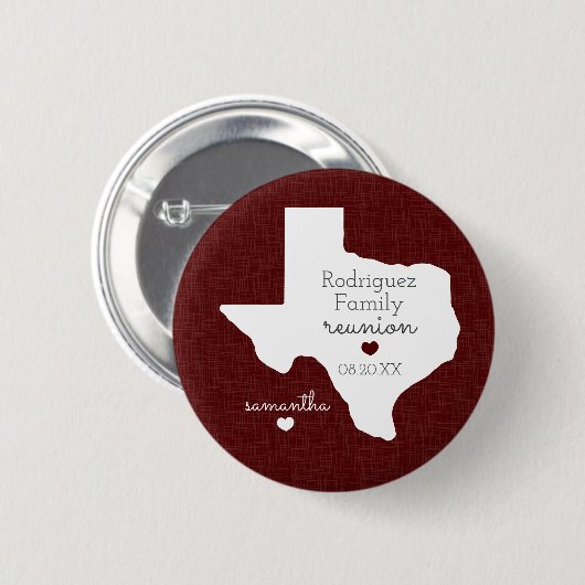 Badge Rond 5 Cm Maroon State of Texas Family Reunion (Devant & derrière)