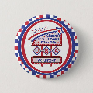 Badge Rond 5 Cm Marquee Rétro USA 250 - Patriotique Personnalisé