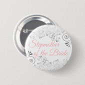 Badge Rond 5 Cm Marraine de mariage de la mariée Rose & Gris (Devant & derrière)