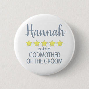 Badge Rond 5 Cm Marraine du marié 5 étoiles pour cortège de mariag
