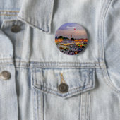 Badge Rond 5 Cm Marrakech, Maroc - Place Jemaa el Fnaa (En situation)