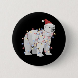Badge Rond 5 Cm Marrant ours polaire Noël animal lumières amateur