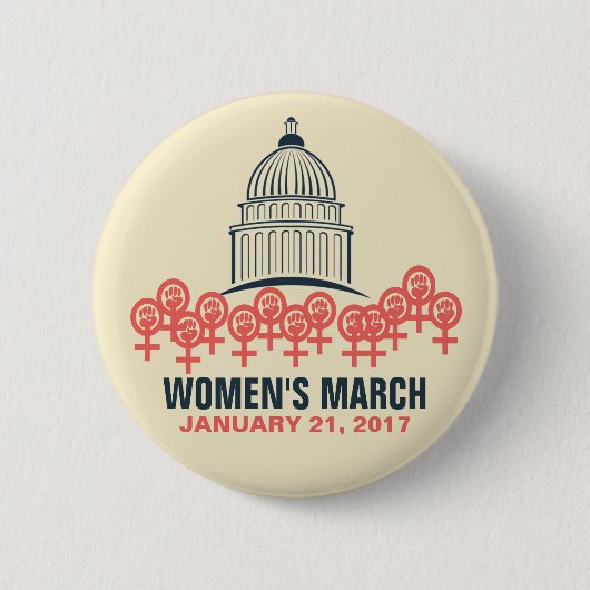 Badge Rond 5 Cm Mars des femmes sur la solidarité de Washington (Devant)