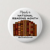 Badge Rond 5 Cm Mars est le mois national de la lecture (Devant)