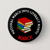 BADGE ROND 5 CM MARS EST MARS NATIONAL EN MOIS D'ALPHABÉTISATION B (Devant)