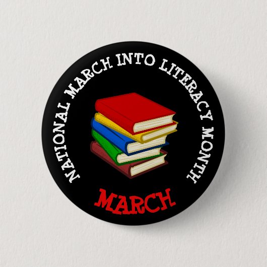BADGE ROND 5 CM MARS EST MARS NATIONAL EN MOIS D'ALPHABÉTISATION B (Devant)