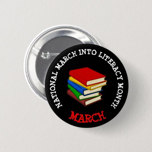 BADGE ROND 5 CM MARS EST MARS NATIONAL EN MOIS D'ALPHABÉTISATION B (Devant & derrière)