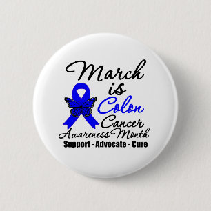 Badge Rond 5 Cm Mars est mois de conscience de cancer du colon