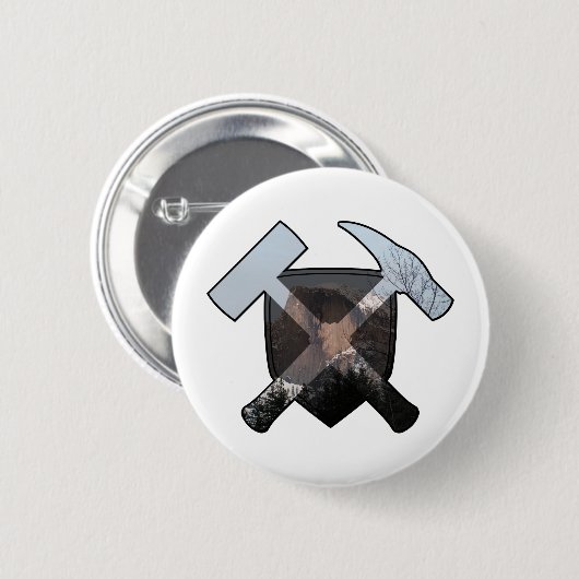 Badge Rond 5 Cm Marteau de géologue et logo Half Dome (Devant & derrière)