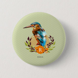 Badge Rond 5 Cm Martin-pêcheur personnalisé et conception floral