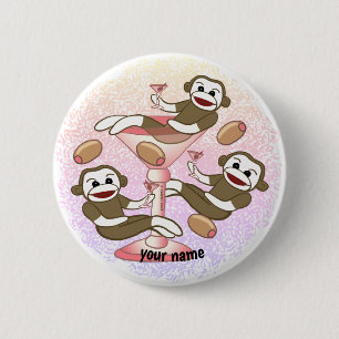 Badge Rond 5 Cm Martini Singe Chaussette