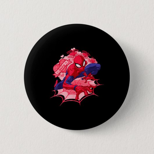 Badge Rond 5 Cm Marvel Spider-man Cœurs Saint-Valentin (Devant)